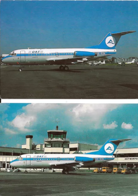 DAT Delta Air Transport  2 FOKKER 28, Airline issued Postcards,