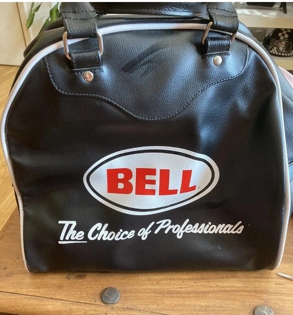 Bell Crash Helm Tasche Vinyl Schwarz Custom 500 Gefüttert Retro Halterung Reissverschluss Scooter Sehr Guter Zustand