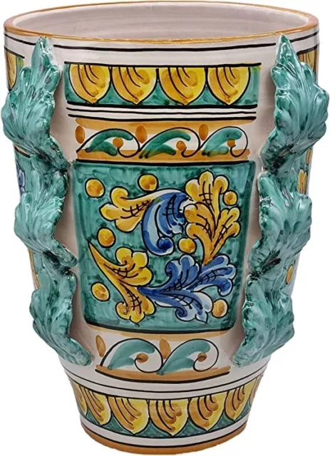 CERAMICHE CALTAGIRONE Maioliche Vaso In Ceramica di Caltagirone Fatto a Mano h37