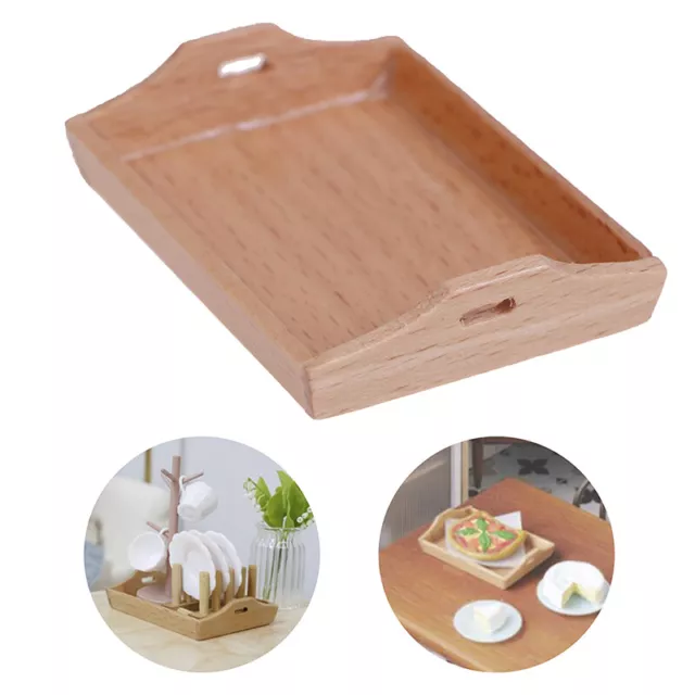 1/12 Dollhouse Miniature Wooden Plate Simulation Tray Model for Doll House DD*AP