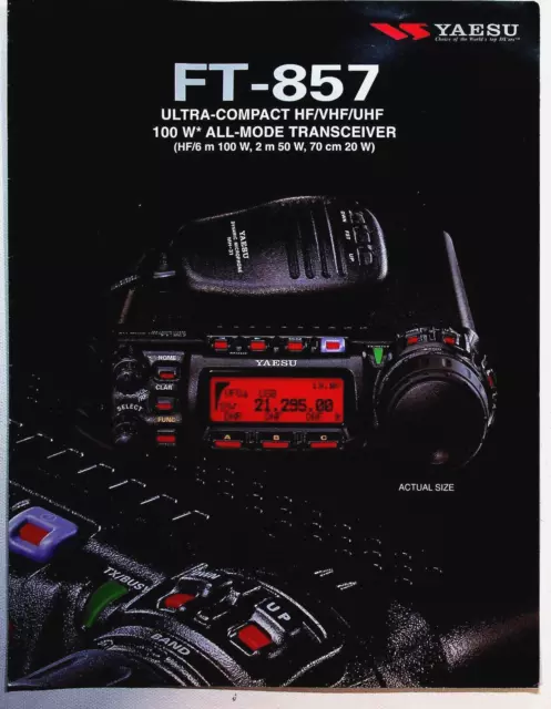 YAESU FT-857 TRANSCEIVER 8 SIDED (FOLDED  8 1/2x11") ORIGINAL COLOR BROCHURE