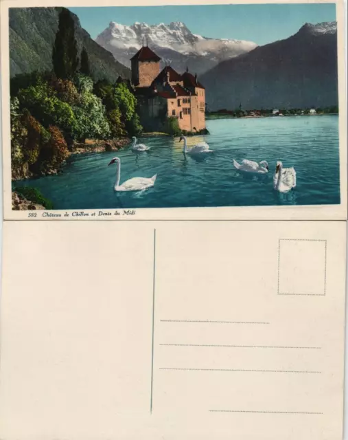 Ansichtskarte Veytaux Château de Chillon et Dents du Midi, See & Alpen 1920
