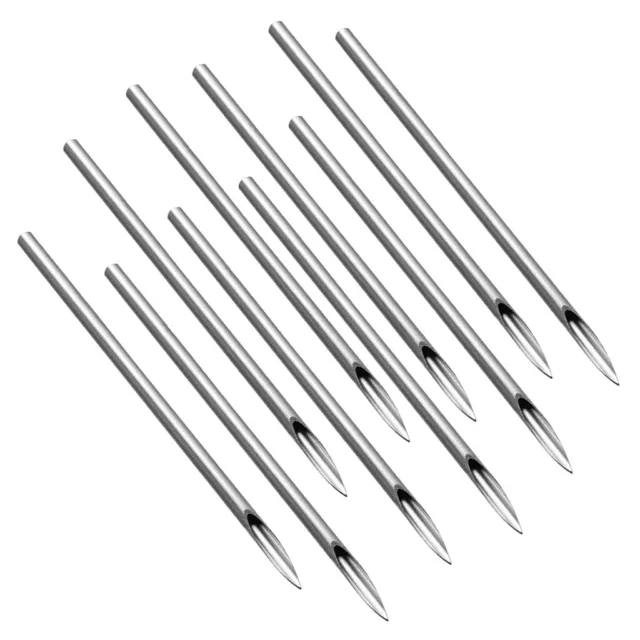 10 x Disposable Body Piercing   Sterile Hollow Needle 14g 14 Gauge -Silver