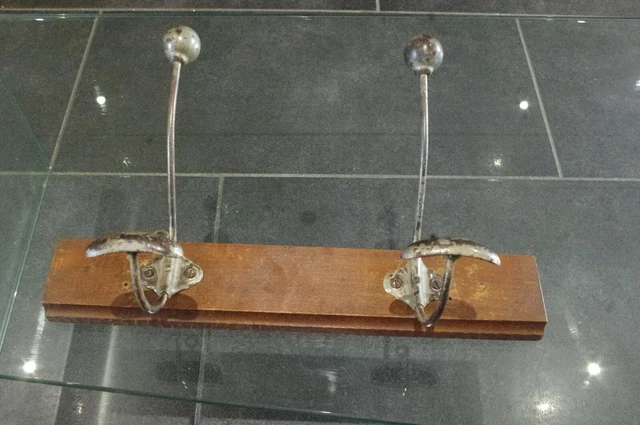 antique French wood Wooden  Coat Hat Hanging Rack Towel Hook 2 Pegsn°47