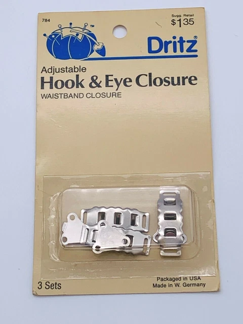 Cintura de gancho ajustable vintage Dritz y cierre de ojos 3 juegos