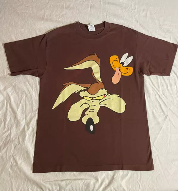 VTG 1995 WILE E Coyote Road Runner Looney Tunes Big Print T shirt ...