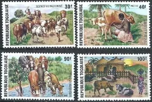 Timbres Animaux Mammifères Bovins Agriculture Togo 822/3 PA239/240 ** (72814EQ)