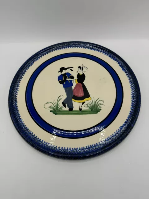 Vintage Henriot Quimper Caricabatterie a piastra grande. 29,5 cm. Ceramica francese, ottime condizioni