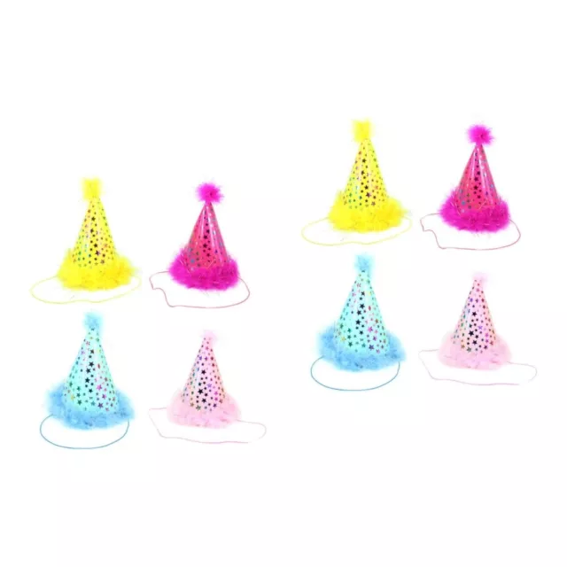 8 piezas sombrero de pluma rosa sombreros cónicos para fiestas de cumpleaños sombrero cono de fiesta accesorios