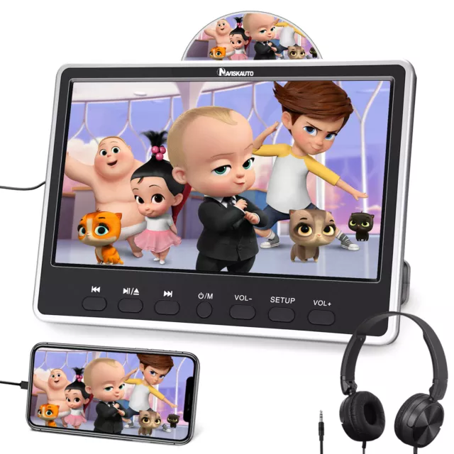 12" Auto Kopfstütze TV Monitor DVD Player für Kinder HDMI USB AV-IN/OUT+Kopfhöre