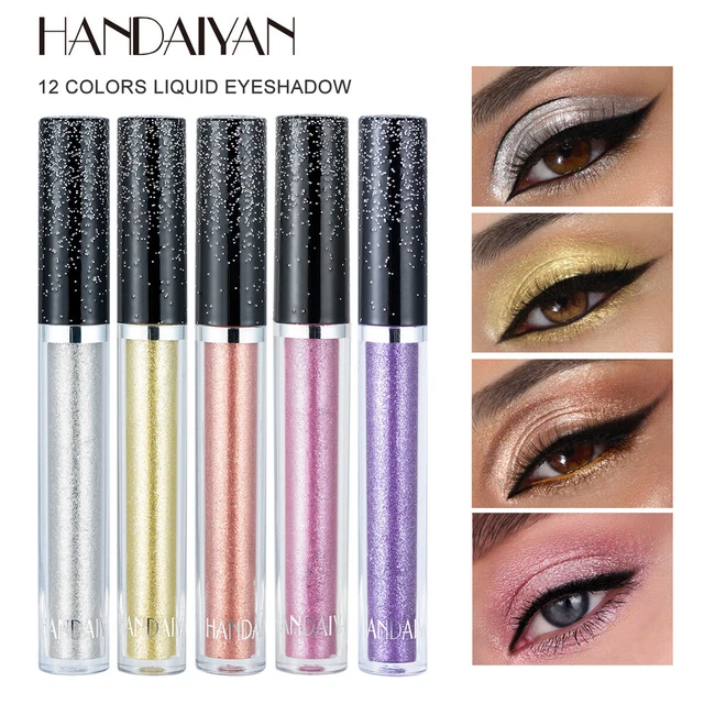 Sombra de ojos líquida diamante resistente al agua brillo maquillaje 12 faros ◑
