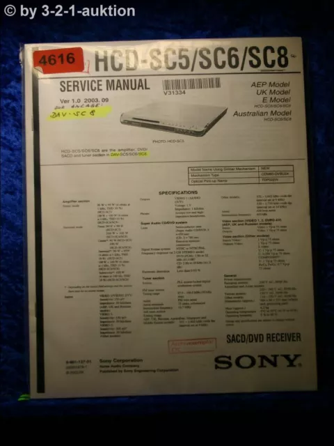 Sony Service Manual HCD SC5 /SC6 /SC8 SACD DVD Receiver (#4616)