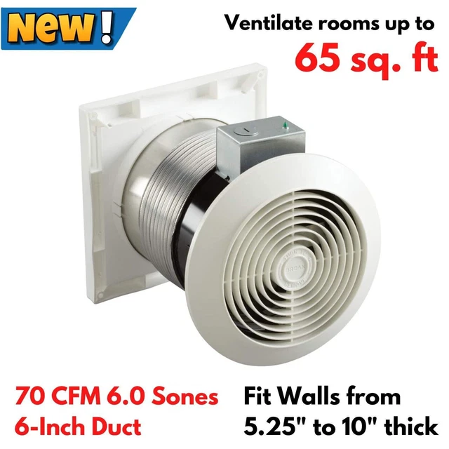 70CFM THROUGH WALL Bathroom Vent Exhaust Fan Mobile Home Hot Tub