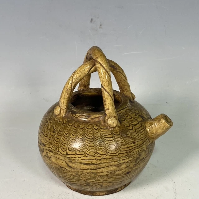 4.7" china old antique song dynasty rubber glaze Hand pot statue