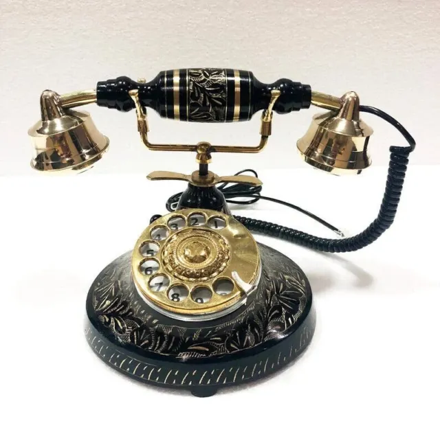 Beautiful Vintage Antique Nautical Solid Brass Rotary Dial Working Telephone