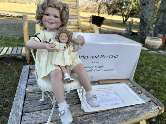 Vtg Shirley Temple and Her Doll Yellow Dress Porcelain  Danbury Mint 99" Box