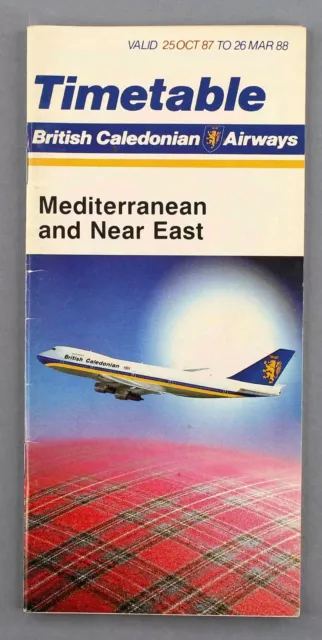 British Caledonian Timetable Winter 1987/88 Mediterranean Near East Issue Bcal