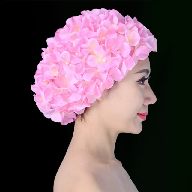 Fashion Ladies Women Floral Swim Cap Petal Retro Swimming Hat Adult Bathing  Cap