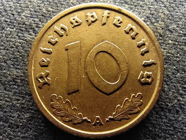 Germany Swastika 10 Reichspfennig Coin 1938 A