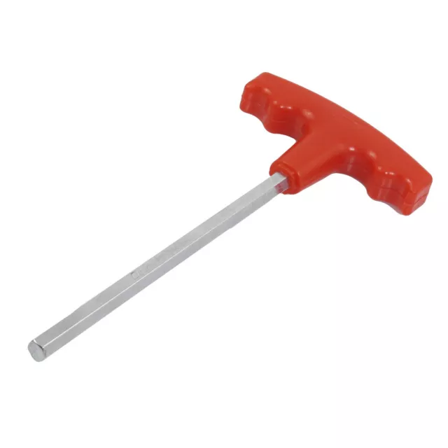 Poignée En T En Plastique Rouge (Métal Ton Argenté)-Pointe Clé Hexagonale 8mm