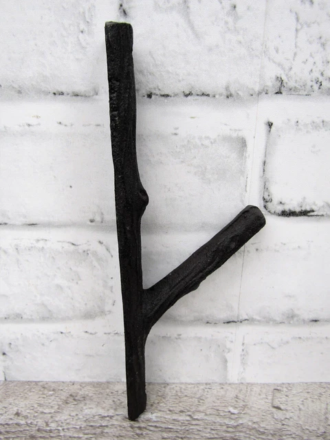 New Vintage-Look 7 3/4" Single Coat Hat Hook Cast Iron Branch Twig Tree 2