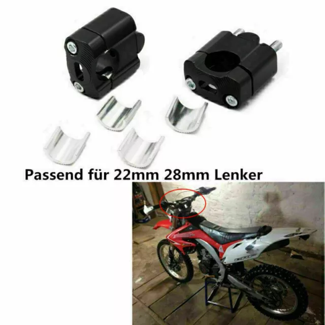 2x Schwarz Lenkeradapter Lenkererhöhung Einstellbarer Motorrad Alu 22/28mm N6P7