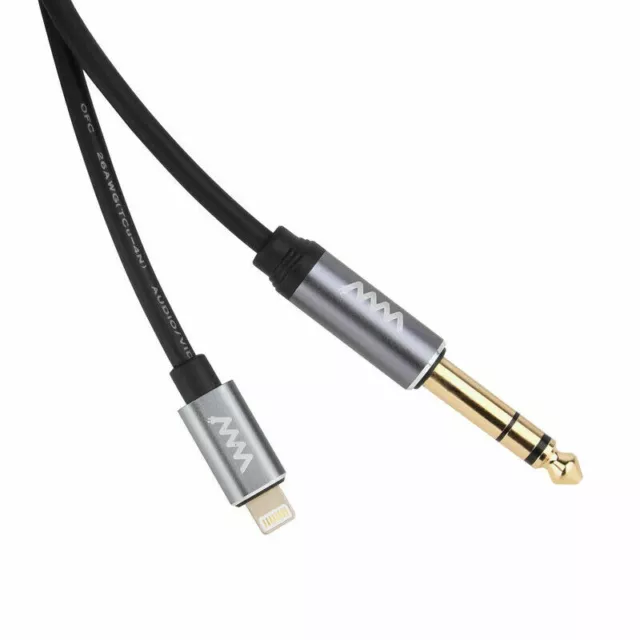 8 Pin Male to 6.35mm 1/4" TRS Jack Audio Speaker Mixer Cable for iPhone iPad 3m 2