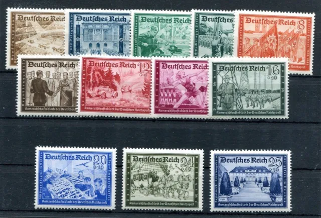 GERMANY 3rd REICH 1939 ISSUES POSTAL EMPLOYEES FUND B148-B159 (12) PERFECT MNH