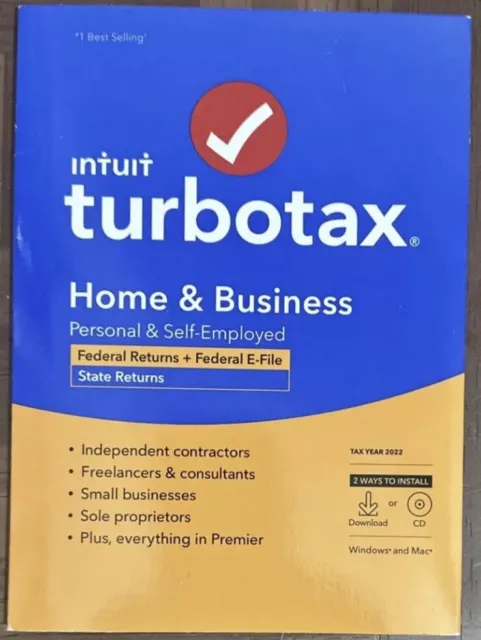 Intuit TurboTax Home & Business 2022 Fed + E-file & State Intuit TurboTax Home & Business 2022 Fed + E-file & State