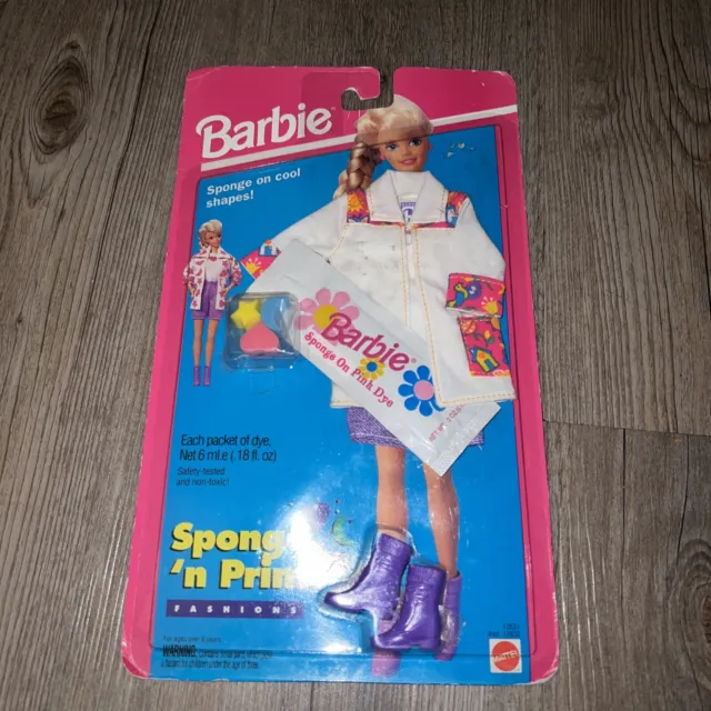 Vintage BARBIE Clothes Jacket Shirt Shorts Boots SPONGE 'N PRINT FASHION ‘94 NEW
