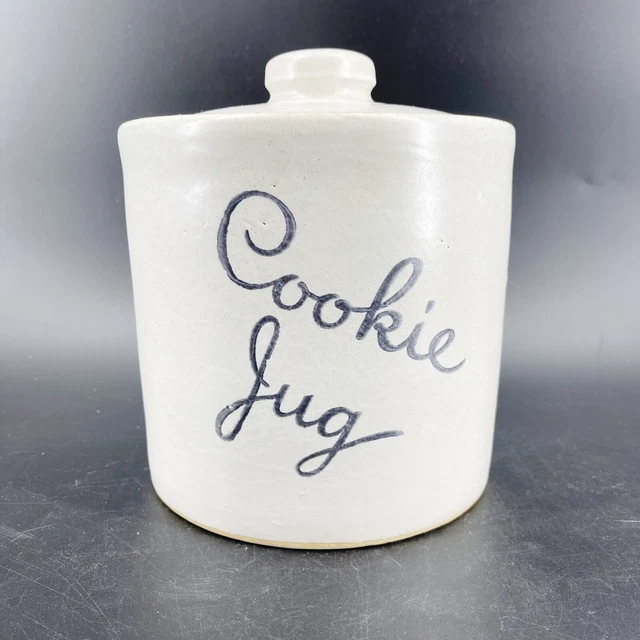 Vintage MONMOUTH Maple Leaf Cookie Jug Jar Crock Stoneware USA Made 8"