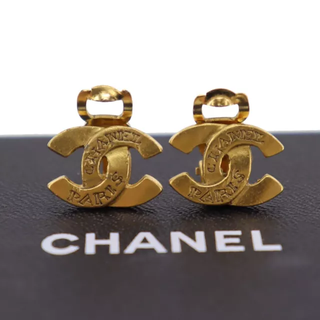 CHANEL CC LOGOS Pearl Used Earrings Piercing 01P France Authentic #BX940 S  $738.02 - PicClick AU