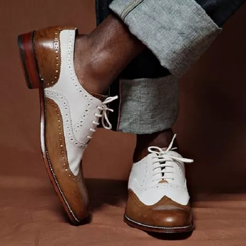 Buy Costoso Italiano Waverley Mens Two Tone Brown  Tan Leather Formal  Office Lace Up Brogue Oxford Shoes at Amazonin