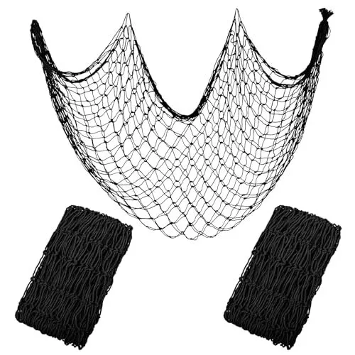 Decorative Fishing Net 80x40 Inch, 2 Pack Large Picture Fish Net, Wall Black