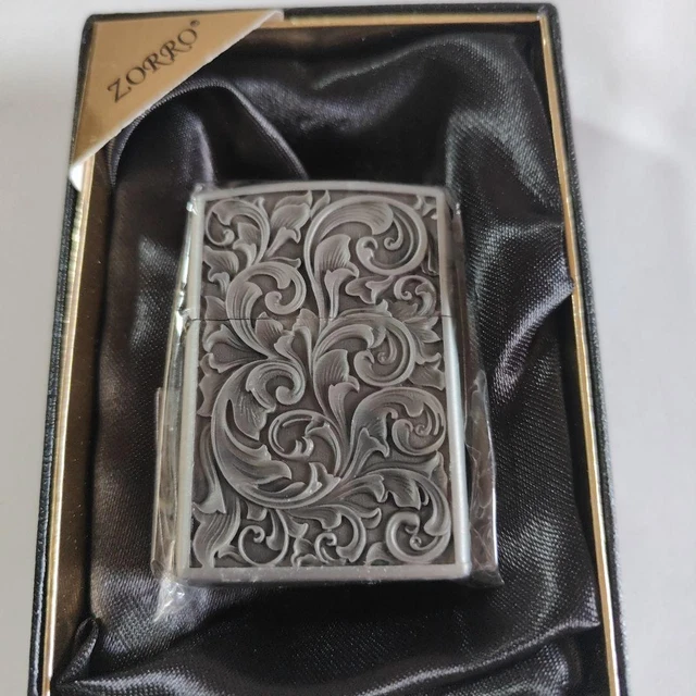 BRIQUET À HUILE ZORRO Arabesque design unique argent inutilisé EUR 115,46 - PicClick FR