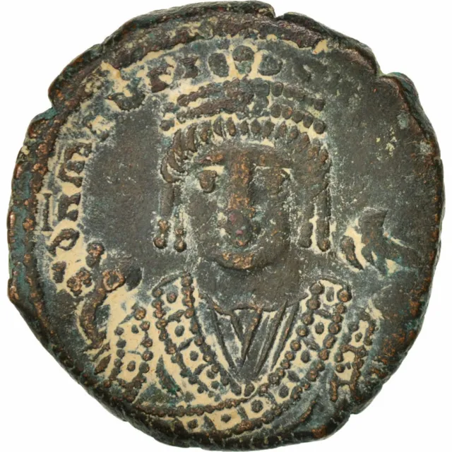[#404432] Coin, Maurice Tiberius, Follis, 595, Antioch, AU, Copper, Sear:533