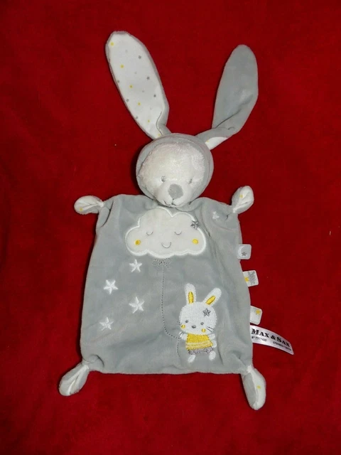 Doudou Plat Ours Déguisé en Lapin Blanc Gris Jaune Max et Sax NEUF
