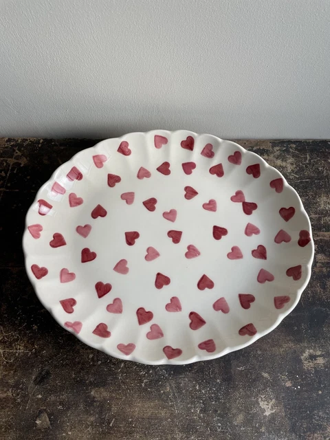 Emma Bridgewater Pink Hearts Small Fluted Oval Platter New & 1st Quality