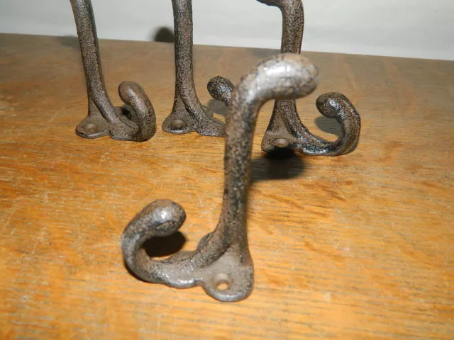 Set/2 Rustic Old Style School House Cast iron Wall Mounted Coat Hat Scarf Hooks