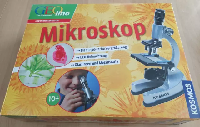 Kosmos Experimentierkasten, Mikroskop mit Glaslinsen und LED-Beleuchtung