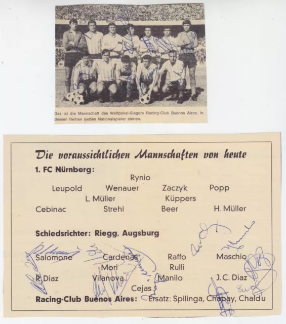 1968 Racing Buenos Aires Autographs World Cup Winner - Port Free