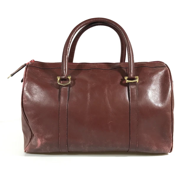 CARTIER Bag Handbag Red Leather Authentic