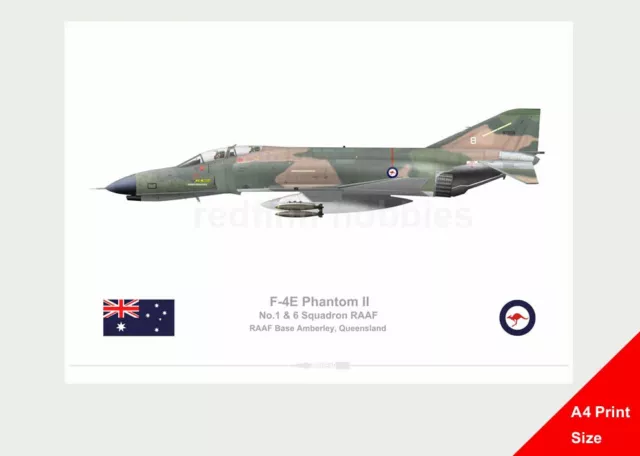 Warhead Illustrated F-4E Phantom II 1 & 6 Sqn RAAF 08 A4 Aircraft Print