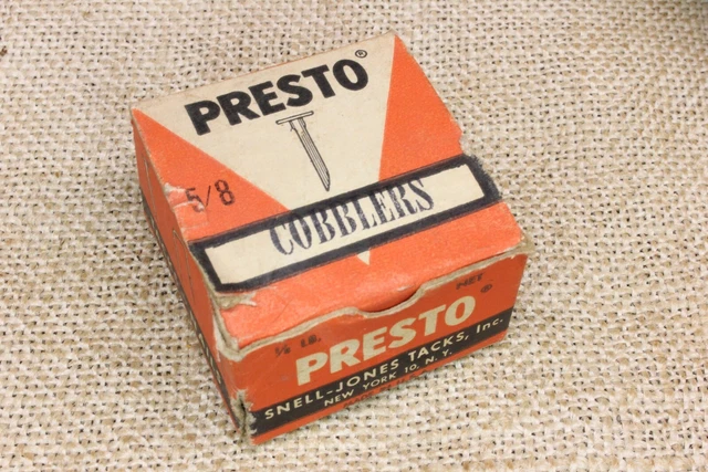 5/8” Old Presto Shoe Nails 25 Tacks 1/8” Square Flat Head Vintage Box Cobblers