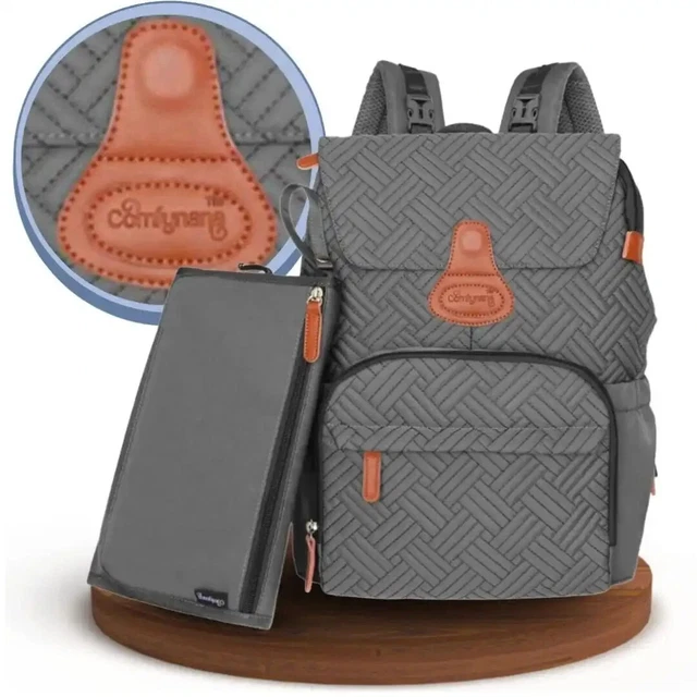 Comfynana Baby Diaper Bag Backpack with Changing Station, Diaper Bags B&G (Gray)