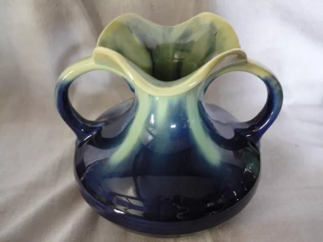 Lille Fives  Céramique   Vase N° 5282   Ton Bleu Marine Et Vert   Parfait Etat.