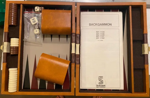 backgammon Schmidt gioco da tavolo vintage, dadi pedine getta