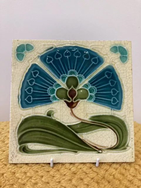Scarce Antique Art Nouveau 6" Fireplace Tile By Cleveland c.1905