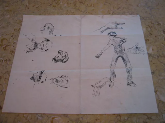 Vintage Antique Early 20th Century Edward Comly Trego Drawing Study & Figures