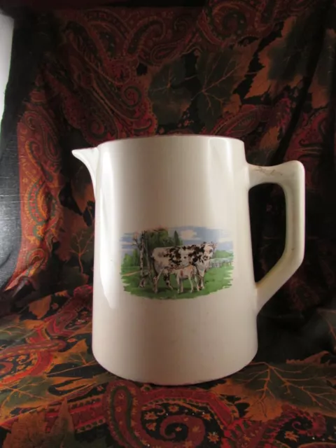 ancien grand broc pichet a lait en faience de sarreguemines epoque 1940